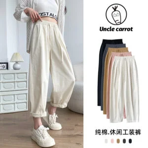 5色棉麻工装裤:舒适感与时尚搭配的日系选择。5-Color Cotton Linen Work Pants: Comfort and Fashion Matching in Japanese Style
