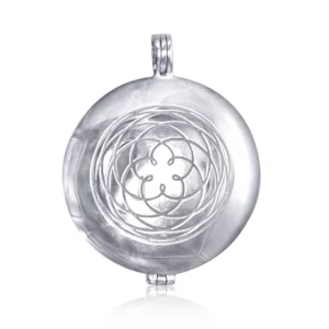 超光生命之花金星玫瑰镀白金银碟形坠