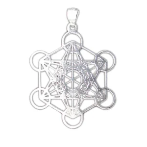 超光速粒子镀白金纯银小型麦达昶立方体坠饰(梅塔特隆神圣几何、六芒星)