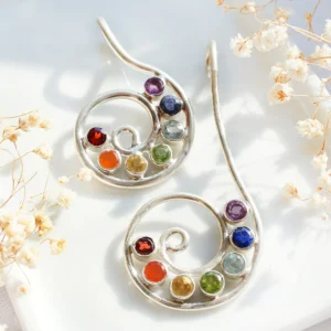 超光彩虹女神螺旋925纯银坠(7颗半宝石)