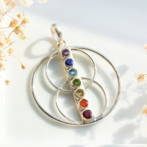 超光彩虹双鱼椭圆纯银坠(7颗半宝石)