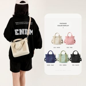 5色箱包潮流款式：帆布材质，实用多层存储设计。5-color Trendy Style Bag: Made of Canvas, Practical Multi-Layer Storage Design.