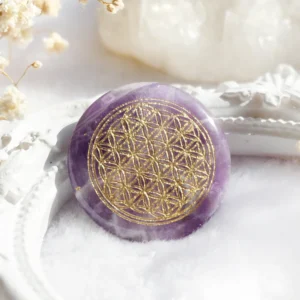 超光生命之花碟形水晶3cm - 紫水晶(矿石脉轮珠)