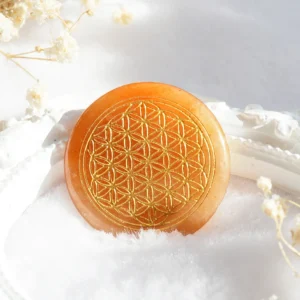 超光生命之花碟形水晶3cm - 橘东菱玉(矿石脉轮珠)