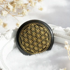 超光生命之花碟形水晶3cm - 黑曜石(矿石脉轮珠)