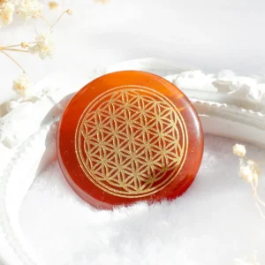 超光生命之花碟形水晶3cm - 红玛瑙(矿石脉轮珠)