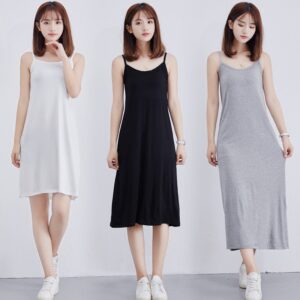 吊带背心裙40支数：舒适显瘦设计，多色多款长度选择。Strappy Tank Dress with 40 Thread Counts: Comfortable and Slimming Design, Multiple Color and Length Options