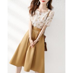 M-2XL 中长裙：舒适文艺复古风格，轻松修饰腰部，清洗简便。Midi Skirt in M-2XL: Comfortable Vintage Style, Effortless Waistline Shaping, Easy Cleaning