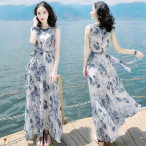 M-3XL 碎花中长裙，完美契合每个身形。M-3XL Floral Mid-Length Dress, Perfect Fit for Every Body