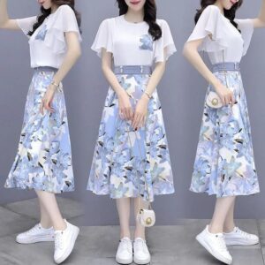 3色碎花裙套装：优雅选择多彩世界。Floral Dress Set in 3 Colors: Elegant Choice for a Colorful World
